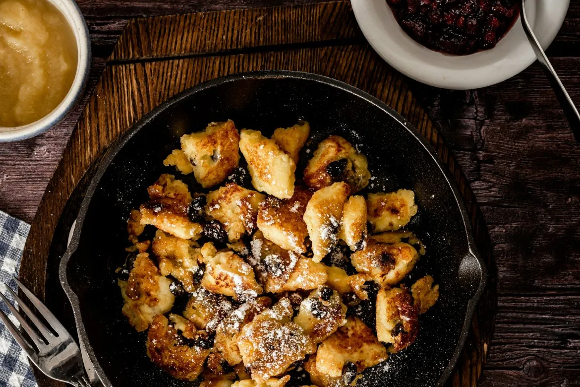 Traditional Bavarian Kaiserschmarrn dessert at Karma Bavaria's Dario's Osteria