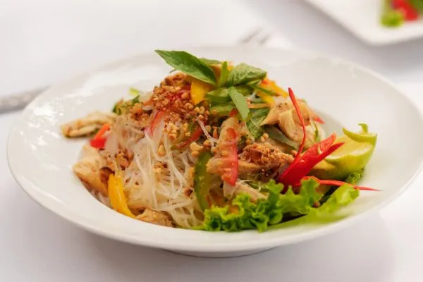 Glass noodle salad with chicken and chili at Karma Bayon Restaurant & Bar