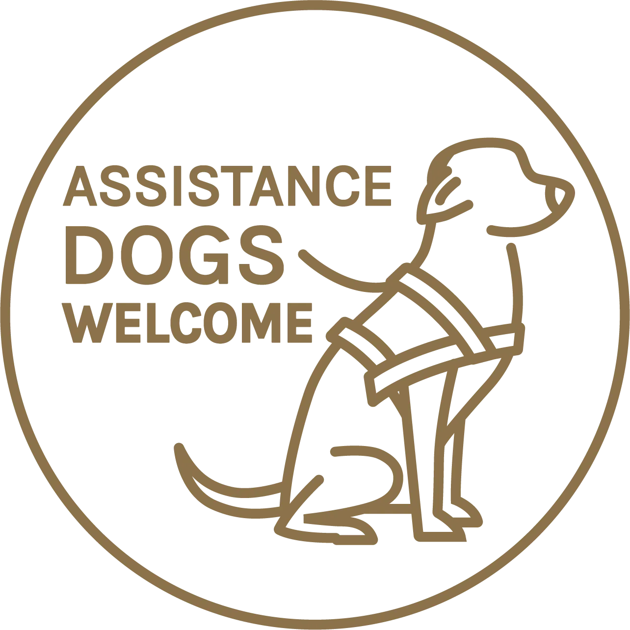 Assistance dogs welcome badge at Karma St. Martin's, Isles of Scilly